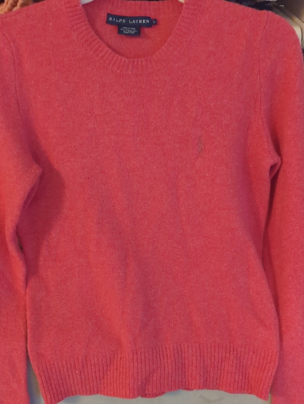 Ralph Lauren 100% Merino Wool And Angora Crewneck Sweater